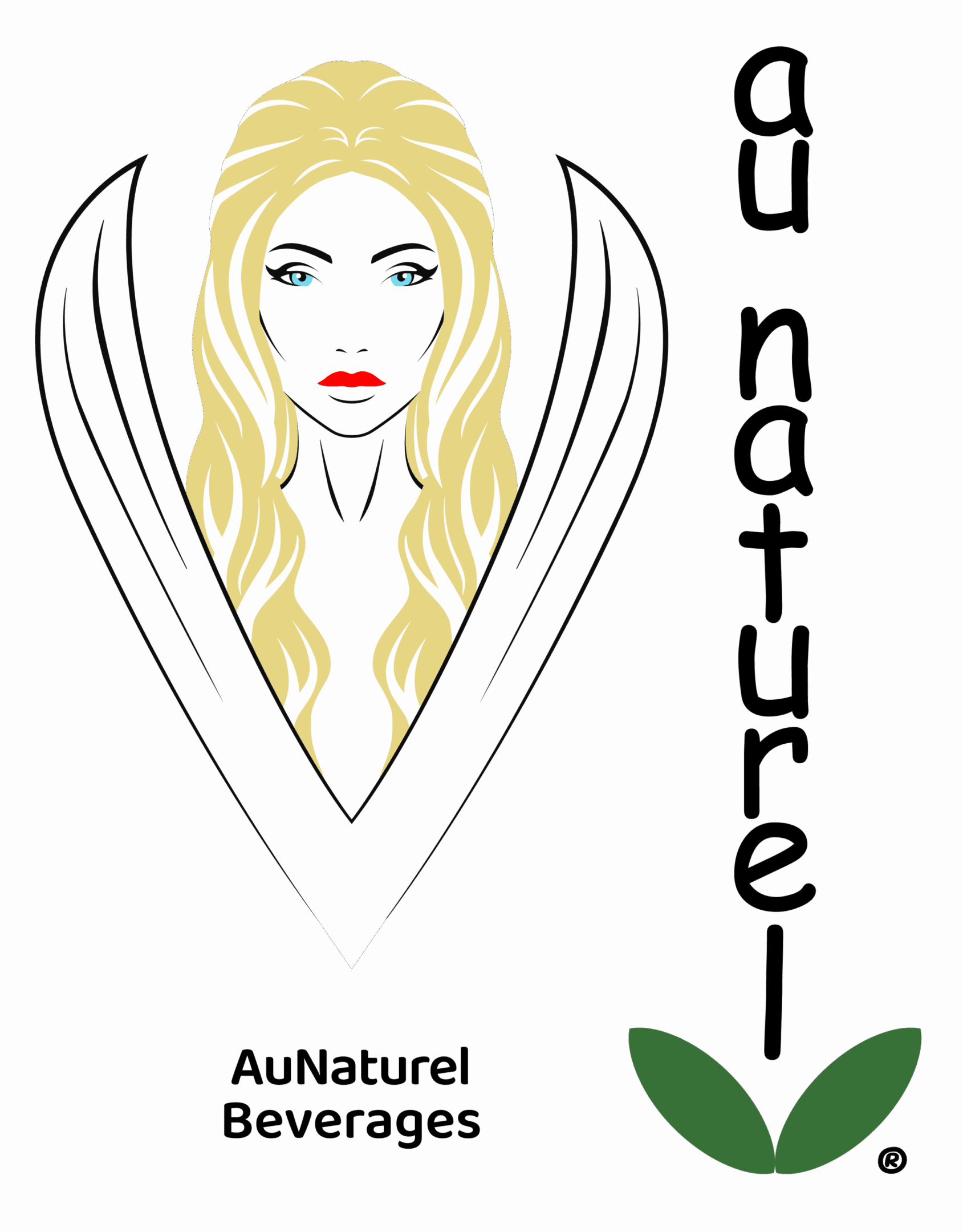 Stylized woman with long hair and leaves.